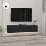 TopMebel Aristo TopMebel меламинов стенен ТВ шкаф с LED осветление в черен цвят 135x31.6x25cm