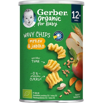 GERBER Wavy chips mrkev&jablko 12m+ BIO 35 g