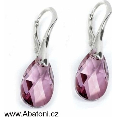 Swarovski Elements Pear krystal stříbrné visací růžové slzičky kapky 31231.7 Antique Pink růžová tmavá starorůžová vintage