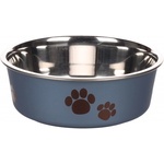 Flamingo Feeding and drinking bowl Kena Round Metallic blue Silver - иноксова купа за вода или храна - ТЪМНО СИНЯ, размер Ø14 см / 450 мл, Белгия - 1030944