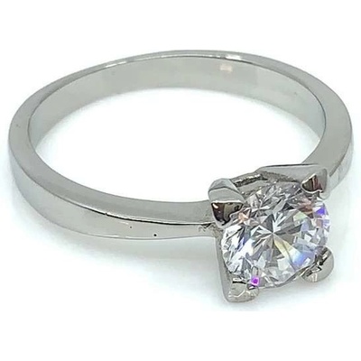 Jan Kos jewellery Prsten z oceli s bílým kamenem 12105714