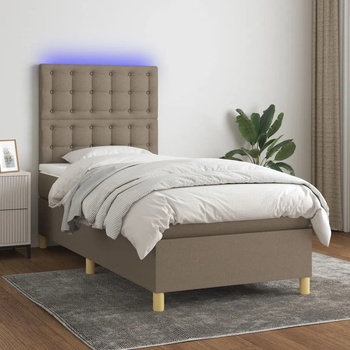 vidaXL Боксспринг легло с матрак и LED, таупе, 90x200 см, плат (3135729)