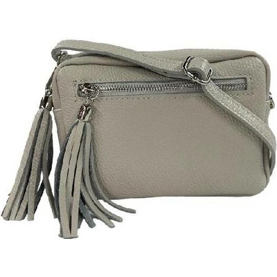 Vera Pelle dámská kožená malá crossbody kabelka světle šedá