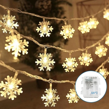 Aigostar LED коледен гирлянд 20xLED, 3, 3м, 3xAA, снежинки (AI1281)