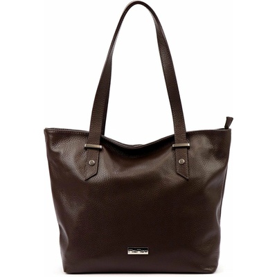 MiaMore dámska kožená veľká shopper kabelka tmavohnedá A4 01-058