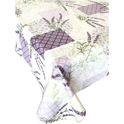 Obrus PVC 3581319, metráž, 20 m x 140 cm, levanduľa so zelenými ornamentami, IMPOL TRADE