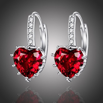 Sisi Jewelry náušnice Swarovski Elements Elizabeth Garnet srdíčko E1142 Červená