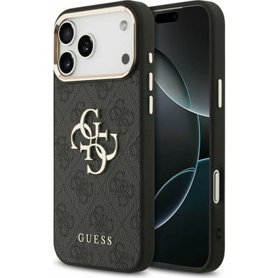 GUESS PU Leather 4G Metal Logo Gold Frame Задний Чехол за iPhone 17 Pro Max Black Guess | Cheren | МЪЖЕ | UNI