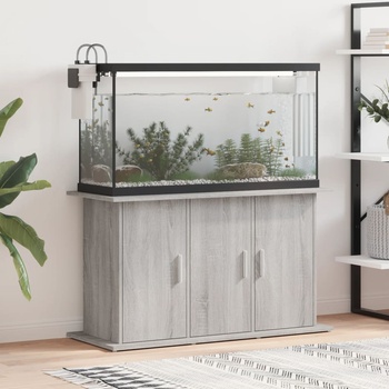 vidaXL Поставка за аквариум, сив сонома, 101x41x58 см, инженерно дърво (833637)