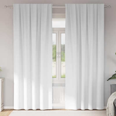 vidaXL Завеси за затъмняване с пръстени 2 pcs Чисто бяло 225 x 140 см (4107495)