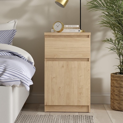 Нощно шкафче Naia с 1 врата и 1 чекмедже Jackson Hickory