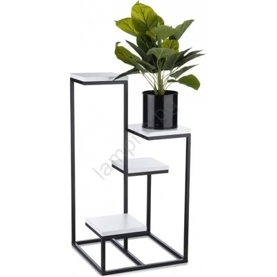 HowHomely Стойка за цветя KASKADA 79x40 черен/бял (DD0444)