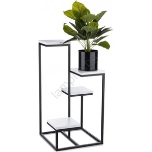 HowHomely Стойка за цветя KASKADA 79x40 черен/бял (DD0444)