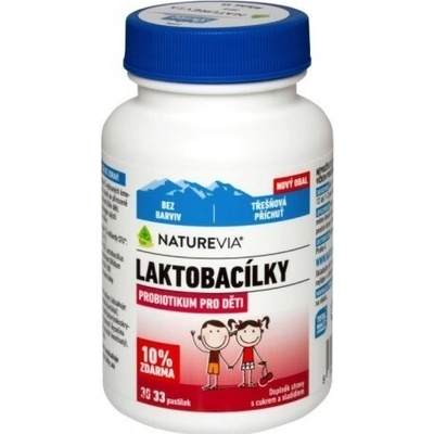 NatureVia Laktobacilky Kids čerešňové pastilky 33 kapsúl