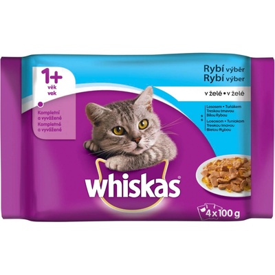 Whiskas rybí pochoutky s lososem a tuňákem v želé 4 x 85 g