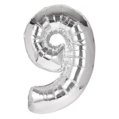 IMPAP Fóliový balónek 40 cm číslice 9 stříbrný 24226