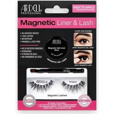 Ardell Magnetic Liner & Lash Wispies Black 1 pár + magnetická gélová linka 2 g Black + štetec na linku