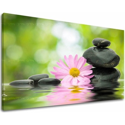 Papilora Obraz zenových kameňov a kvetu v ružových tónoch na plátne – Feng Shui - 30x40 cm
