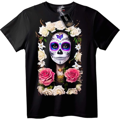 NOONEBRAND Тениска със захарен череп и рози - 6XL, Black