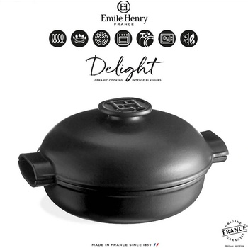 Emile Henry 2, 5 л черна керамична индукционна тенджера emile henry от серия delight