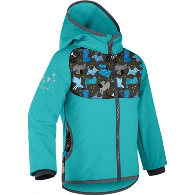 Unuo Unuo chlapecká softshellová bunda s fleecem pejsci petrolej – Zboží Dáma