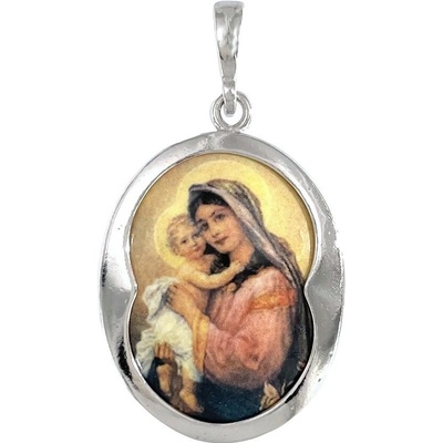 Infinitysilver Přívěsek madonka s děťátkem růžová 446759006