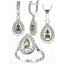 A-B Set of silver jewelry queen with moldavite and zircons 20000056