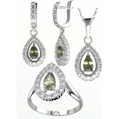 A-B Set of silver jewelry queen with moldavite and zircons 20000056
