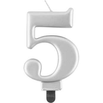 Image 1 of Godan Свещ за рожден ден 5 металик сребриста