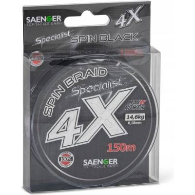 Saenger šnúra Specialist Spin Braid 4X 0,18 mm 14,6 kg 150m Black