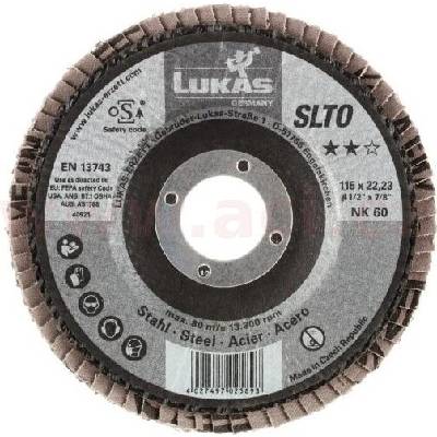 Lamelový kotouč šikmý 115 mm (pro Inox/ocel, ocel, litina) hrubost P80, LUKAS (Německo) ACI SH K0054