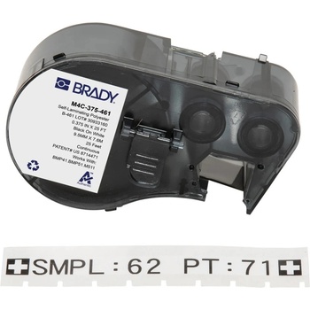 Brady M4C-375-461 / 170875, 9.53 mm x 7.62 m, Полиестер, черен печат / бял фон (170875)