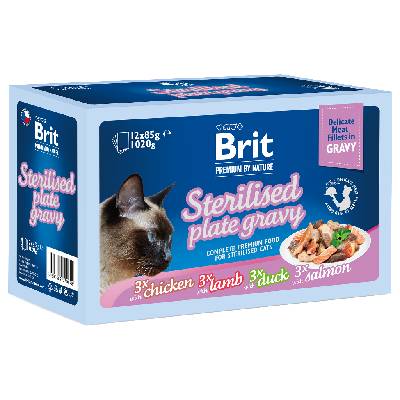 Brit Premium Cat Delicate Fillets in Gravy Family Plate Sterilised 12 x 85 g