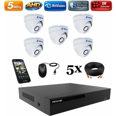 AHD Amiko 5 kamerový set Dome 2500K5