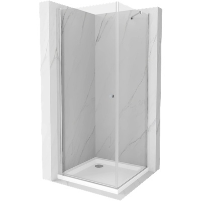 Mexen Pretoria душ кабина с отваряеми врати 70 x 70 см, прозрачен, хром + корито Flat - 852-070-070-01-00-4010 (852-070-070-01-00-4010)