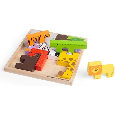 Bigjigs Toys kocky puzzle so zvieratkami safari