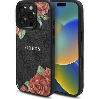 GUESS GUHMP16XP4ROPEMCK iPhone 16 Pro Max 6.9" черен/черен твърд калъф 4G Flowers Print MagSafe (3666339350123)
