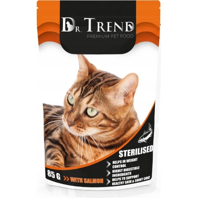 Dr. TREND Dr trend Мокра храна /пауч/ за кастрирани котки, със сьомга