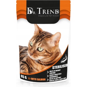 Dr. TREND Dr trend Мокра храна /пауч/ за кастрирани котки, със сьомга