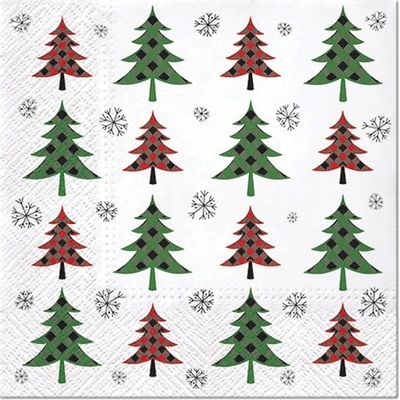 TaT Ubrousky Christmas Tree Check red and green 33x33cm