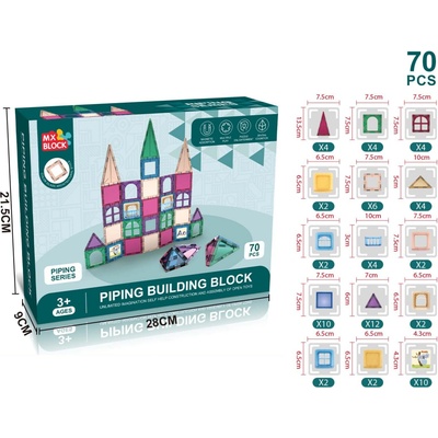 Mamido Magnetická stavebnica Piping building blocks 70 ks