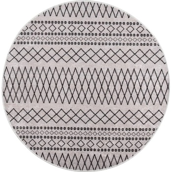 Килим, миещ се, ? 120 см, черно и бяло, противоплъзгащ