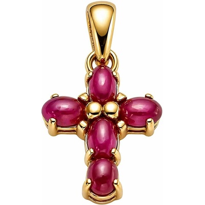 Zlaton Přívěsek žluté zlato kříž s rubíny, 2.5 cm, 2.05 g 000042209225