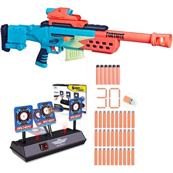 Nerf Fortnite Storm Scout Sniper F8346 + elektronický štít 3 terče + 30 vaflových šípov