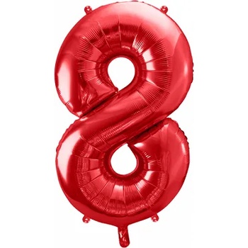 Image 1 of PartyDeco Фолиев балон за рожден ден номер 8 червен 86 см