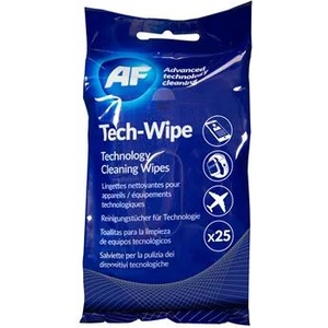 AF International Почистващи кърпички, за екран, без алкохол, мокри, 25 броя, AF "Tech-wipes" AMTW025P (AMTW025P)