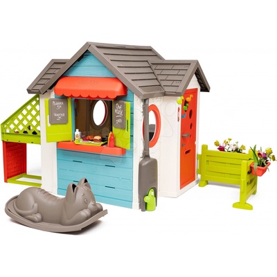 Smoby Domček so záhradnou reštauráciou Chef House DeLuxe s komplet nadstavbovým riešením a hojdačkou Kocúr