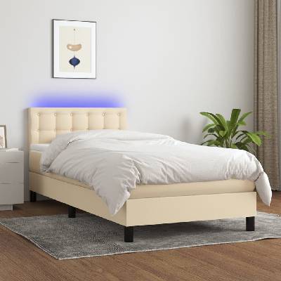 vidaXL 3133440 Boxspring postel s matrací a LED textil / barva krémová
