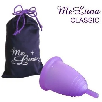 Image 1 of Me Luna Менструална чашка Me Luna размер L плюс 10 таблетки за стерилизация Класик (Classic) Пръчица Лилав