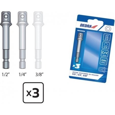 Sada adaptérů na nástrčky DEDRA 3ks 1/2 ", 1/4", 3/8 "